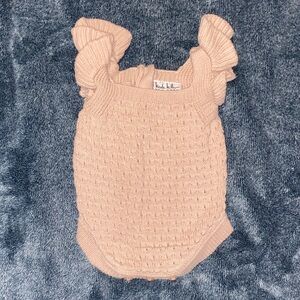 Nicole Miller Ruffled Knit Bodysuit in Light Pink